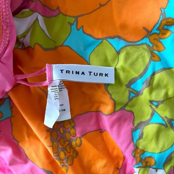 TRINA TURK Playa De Flor Plunge Maillot One-Piece Swimsuit Size 10 Floral Cutout - Picture 6 of 9